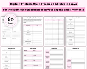 Party Planner Printable Planner Event Planner Event Planning Template Birthday Planner Party checklist Party planning Anniversary Bachelors