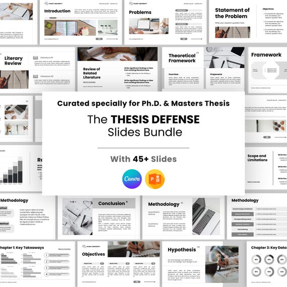 Thesis defense presentations, Dissertation planner Slides deck, Canva Thesis Presentation PowerPoint Template, PhD Masters, Academic Student