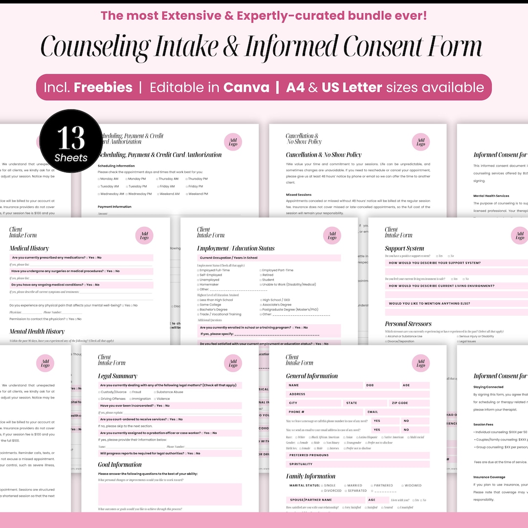 Counseling Intake Form Printable, Informed Consent for Counseling ...