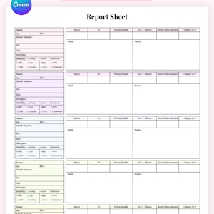 May include: A printable multi-patient Med-Surg report sheet with a pink header. The sheet includes sections for patient information, vital signs, medications, and notes. The text includes "Freebies," "Fully EDITABLE," and "5 colours + Hassle FREE!"