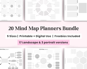 Printable Blank Mind Map Planner, Mind Map template, Study Guide Template, Brain Dump, Brainstorming, Idea Map, Concept Note Taking Diagram