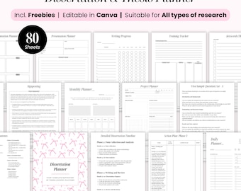 2025 Dissertation Planner: Thesis Journal with Canva Templates (Digital Download)