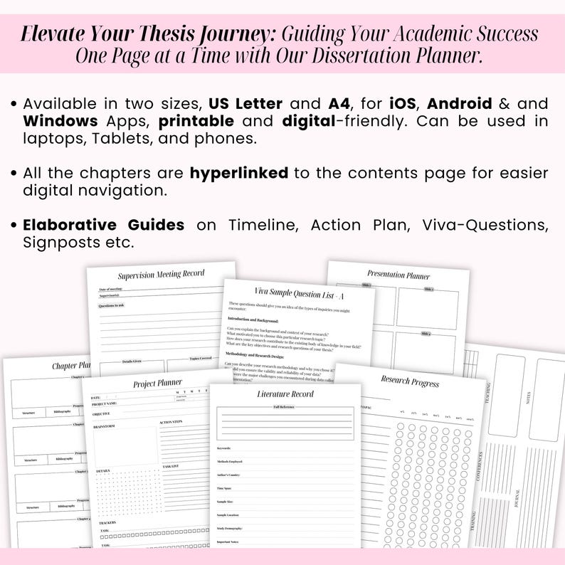 2025 Dissertation Planner: Thesis Journal for Phd, Masters (editable ...