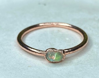 Tiny raw opal ring | genuine opal ring | dainty opal ring | October birthstone ring | copper opal ring | raw crystal ring | thin opal ring