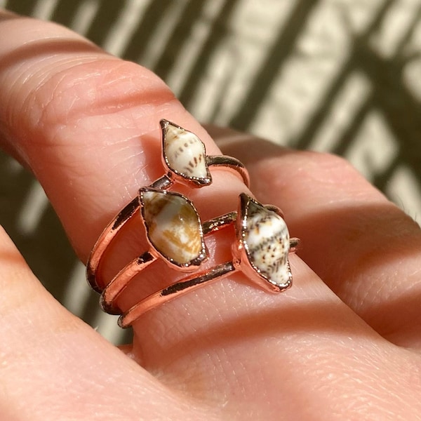 Elektrogeformter Kupfer Real Shell Ring | Ozean Schmuck | Meerjungfrau Ring