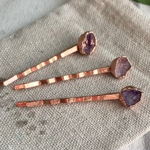 Amethyst hair grip | amethyst Kirby grip | raw amethyst bobby pin | crystal hair pin | gemstone hair pin | amethyst hair pin