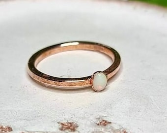 Natural opal ring | handmade copper ring