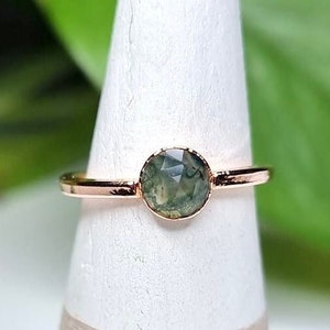 Moss agate ring | rose cut moss agate ring | copper moss agate ring | round moss agate ring | moss agate stacking ring | electroformed ring