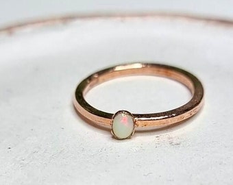 Tiny opal ring | genuine opal ring | dainty opal ring | October birthstone ring | copper opal ring | raw crystal ring | raw opal ring