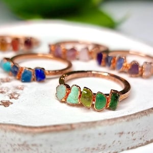 Custom raw birthstone ring | copper gemstone ring | personalised crystal jewellery