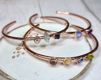 Custom birthstone cuff | birthstone bracelet | raw birthstone bangle | birthstone bangle | mothers bracelet | copper cuff | copper bangle