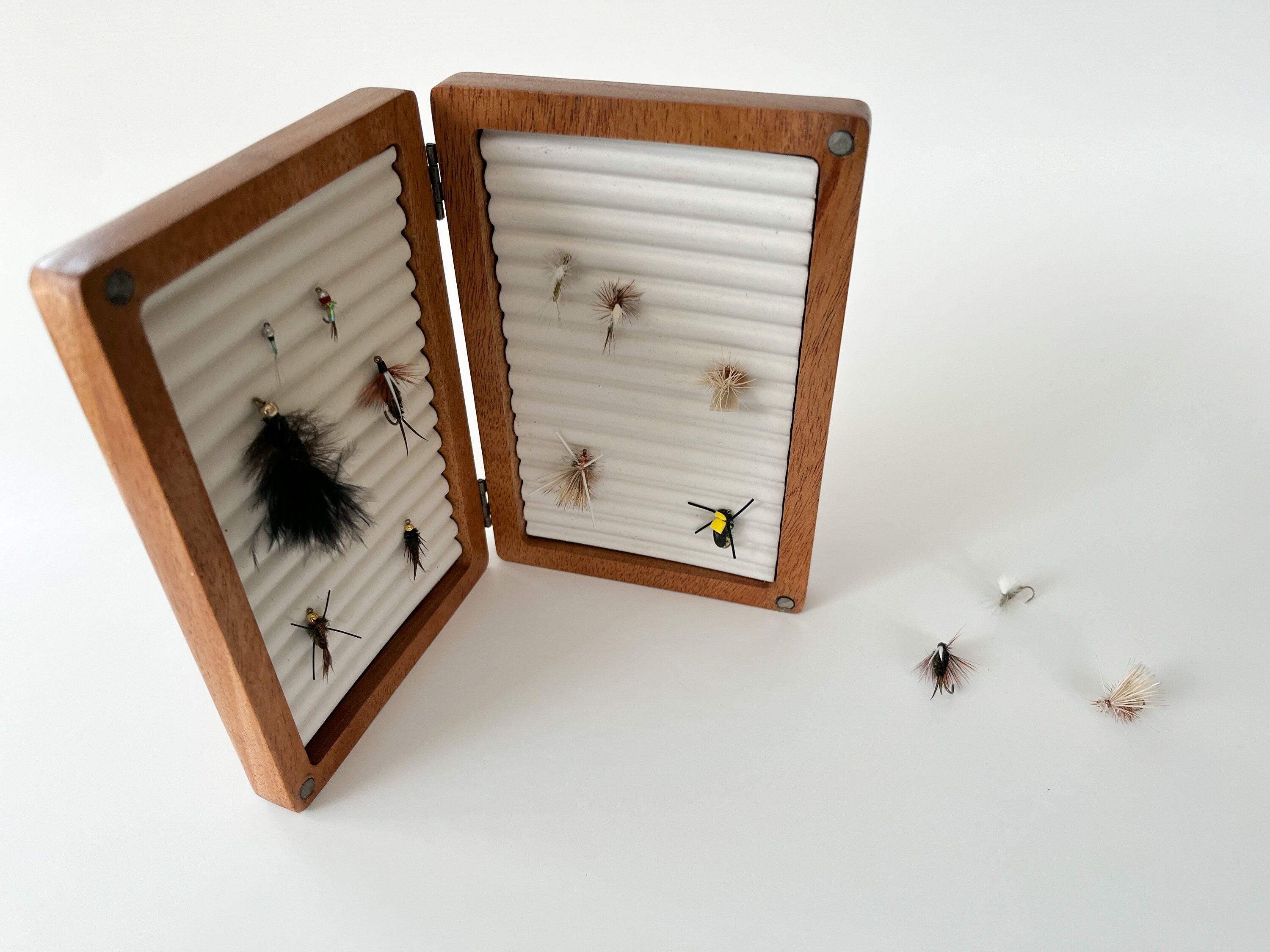 Handcrafted Mahogany Personalized Wood Fly Fishing Box, Engraved, Perfect  for Storing and Organizing Flies Great Fishing Gift 