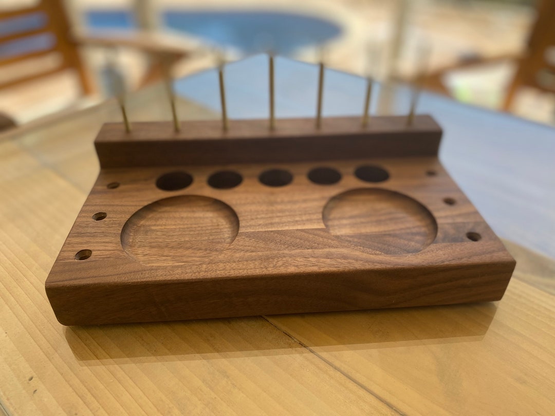 Fly Fishing Tying Tool Organizer Walnut Wooden Caddy, Fly Fishing Desk