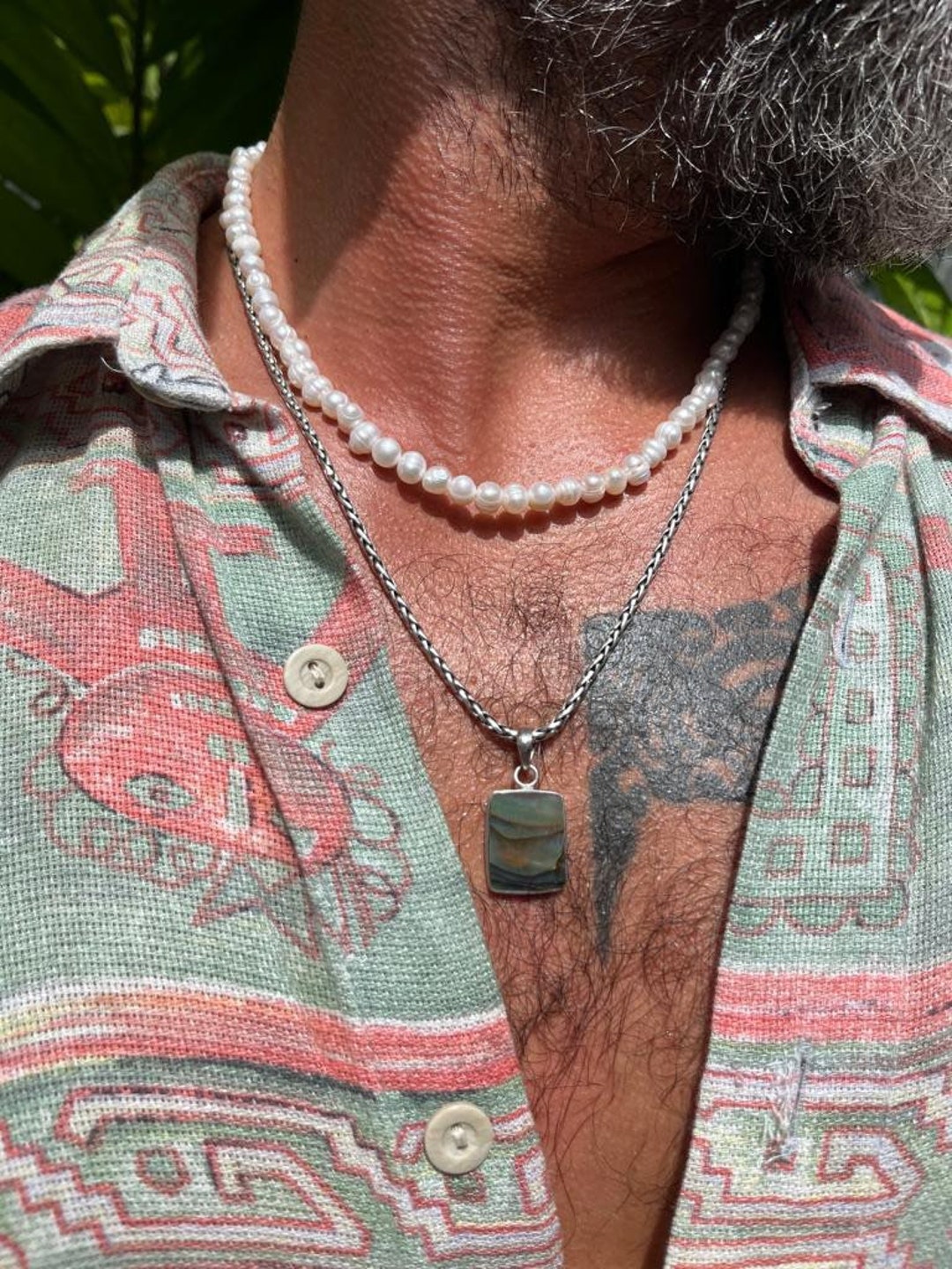 Pearl Necklace Men's Pearl Necklace Men's Pearl Etsy