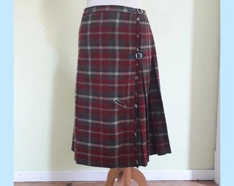 Gonna midi stile kilt con motivo scozzese a pieghe vintage / Gonna midi stile kilt con motivo scozzese a pieghe avvolgente vintage