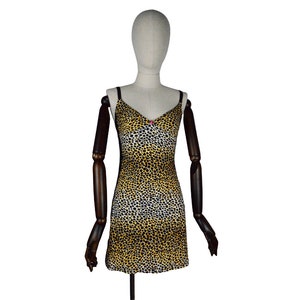 DOLCE AND GABBANA y2k animal printed mesh transparent back spaghetti strap elastic night dress, designer night sleepwear lingerie. Size S.