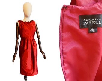 ADRIANNA PAPELL stunning late 90's early 2000 woman red gorgeous special occasion dress