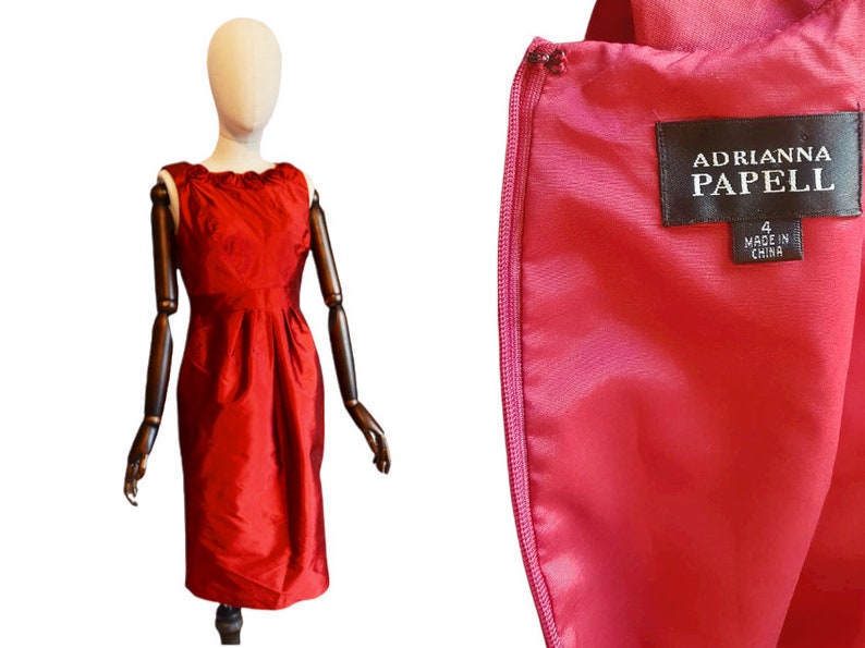 ADRIANNA PAPELL stunning late 90's early 2000 woman red gorgeous special occasion dress image 1