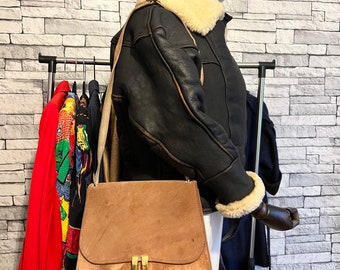 Vintage deerskin made in Scotland brown constructed bag, a stinning piece.