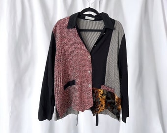 Vintage NINO WONG California woman boho hippie colorful lace button up shirt. XL