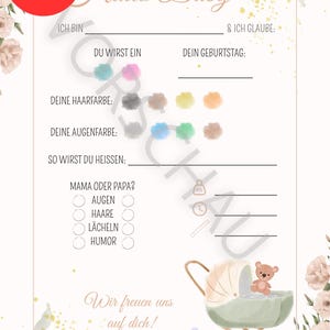 Gioco di indovinelli per baby shower/festa del bambino, "farai...", prodotto digitale, scaricabile e stampabile, scheda da compilare, gioco di società, gioco di previsione