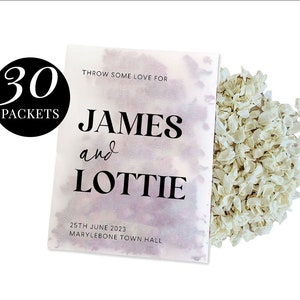 30 x Biodegradable Personalised Confetti Packets | Real Flower Petal Wedding Confetti | Natural | Serif 2 Throw Some Love Names