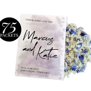 75 x Biodegradable Personalised Confetti Packets | Real Flower Petal Wedding Confetti | Natural | Signature Throw Some Love