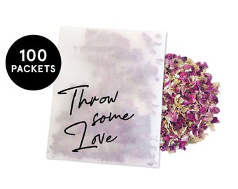 100 x Biodegradable Confetti Packets | Real Petal Wedding Confetti | Natural | Biodegradable Packets | Throw Some love Packets