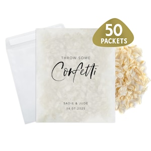 50 x Wedding Confetti Bags - 100% Biodegradable Glassine Bags - Personalised Packets - Wedding Confetti, Petal Confetti, Confetti Packets
