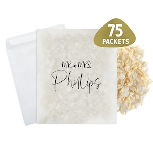 75 x Wedding Confetti Bags - 100% Biodegradable Glassine Bags - Personalised Packets - Wedding Confetti, Petal Confetti, Confetti Packets