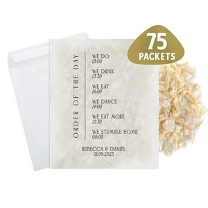 75 x Wedding Confetti Bags - 100% Biodegradable Glassine Bags - Personalised Packets - Wedding Confetti, Petal Confetti, Confetti Packets