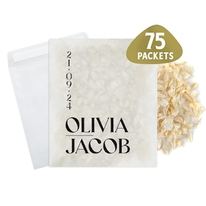 75 x Wedding Confetti Bags - 100% Biodegradable Glassine Bags - Personalised Packets - Wedding Confetti, Petal Confetti, Confetti Packets