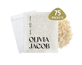 75 x Wedding Confetti Bags - 100% Biodegradable Glassine Bags - Personalised Packets - Wedding Confetti, Petal Confetti, Confetti Packets