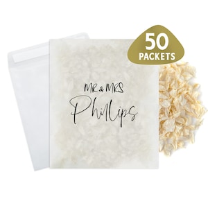 50 x Wedding Confetti Bags - 100% Biodegradable Glassine Bags - Personalised Packets - Wedding Confetti, Petal Confetti, Confetti Packets