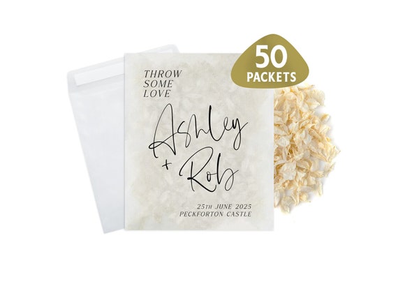 50 x Wedding Confetti Bags - 100% Biodegradable Glassine Bags - Personalised Packets - Wedding Confetti, Petal Confetti, Confetti Packets