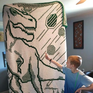 T Rex in Distress crochet pattern for throw or blanket DIGITAL PATTERN ONLY