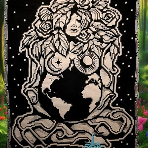 Gaia Mother Earth Crochet Pattern, Overlay Mosaic and Interlocking Filet (Digital Pattern)