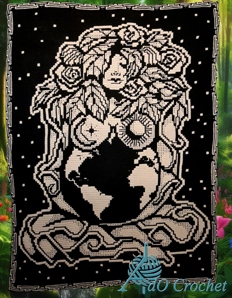 Gaia Mother Earth Häkelanleitung, Overlay Mosaic and Interlocking Filet (Digitales Muster) Bild 1