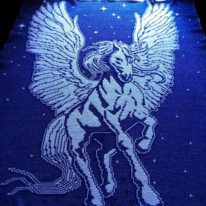 Pegasus blanket / throw, pattern for overlay mosaic crochet and interlocking filet crochet DIGITAL PATTERN ONLY