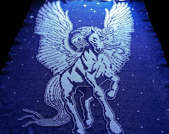 Pegasus blanket / throw, pattern for overlay mosaic crochet and interlocking filet crochet DIGITAL PATTERN ONLY