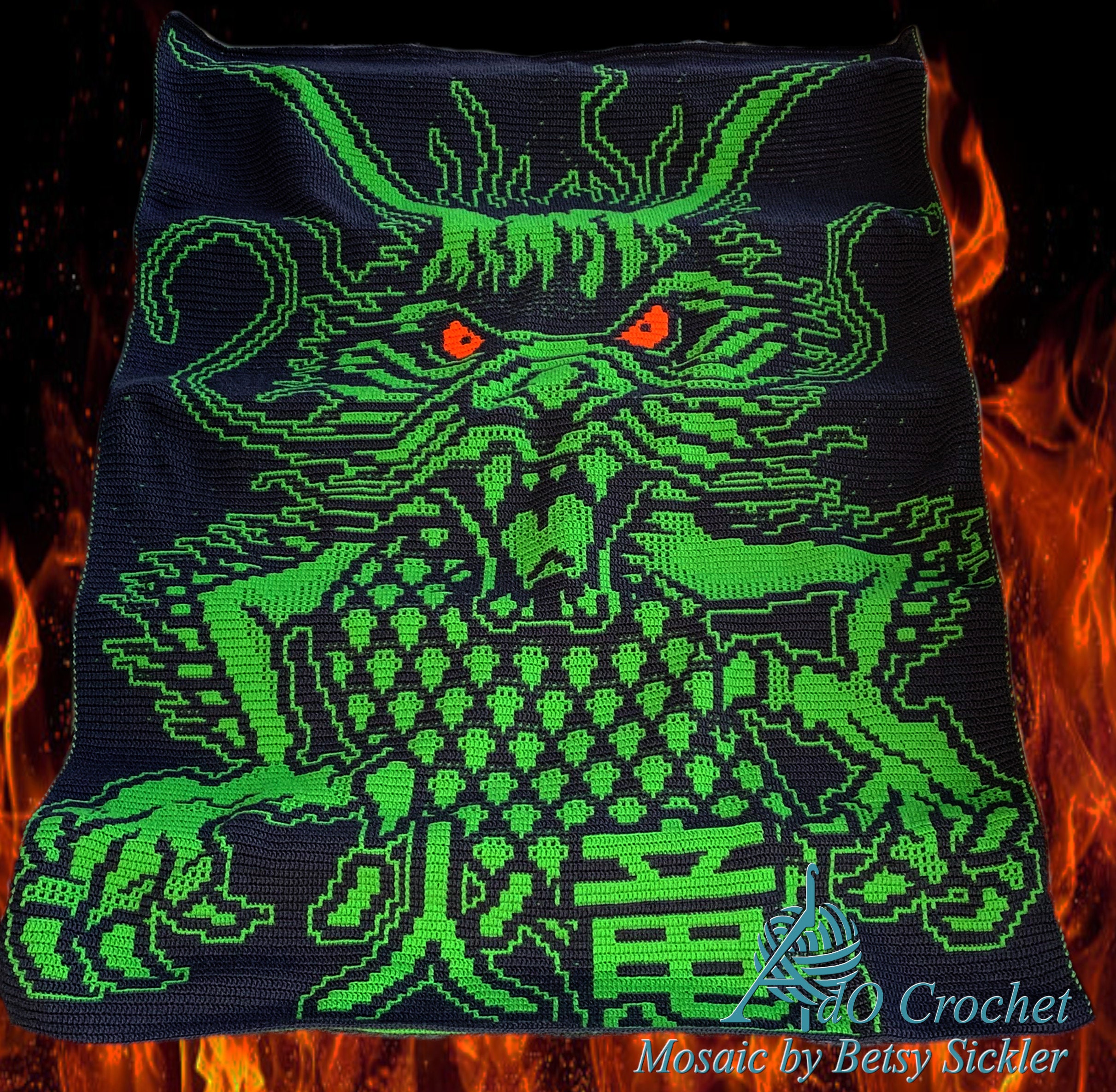 Hiryu, Fire Dragon, Digital Pattern for Interlocking and Mosaic