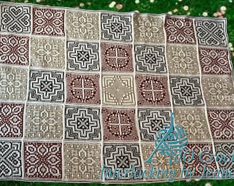 Fleurs de printemps, fichier numérique 12 carrés afghans uniquement, termes américains, langue anglaise