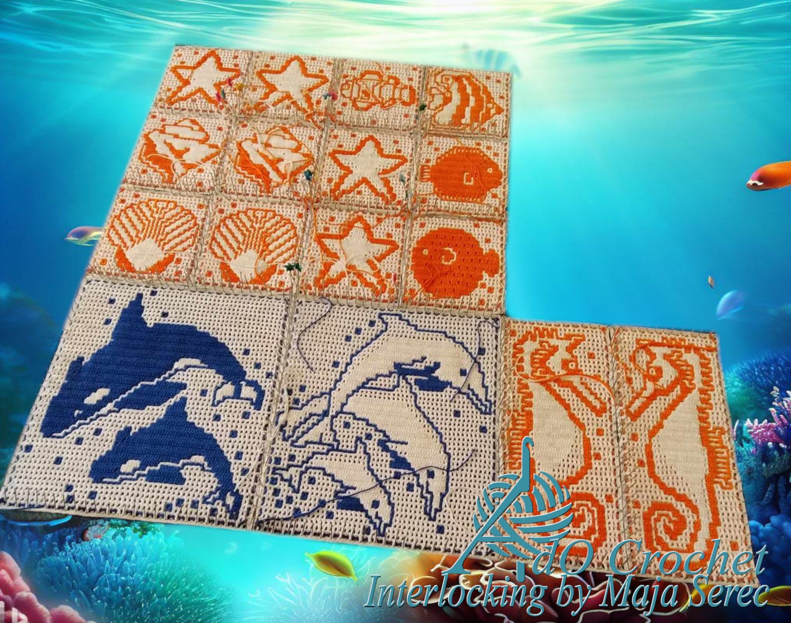 Seaworld, Digital Pattern for Overlay Mosaic and Interlockig Filet ...