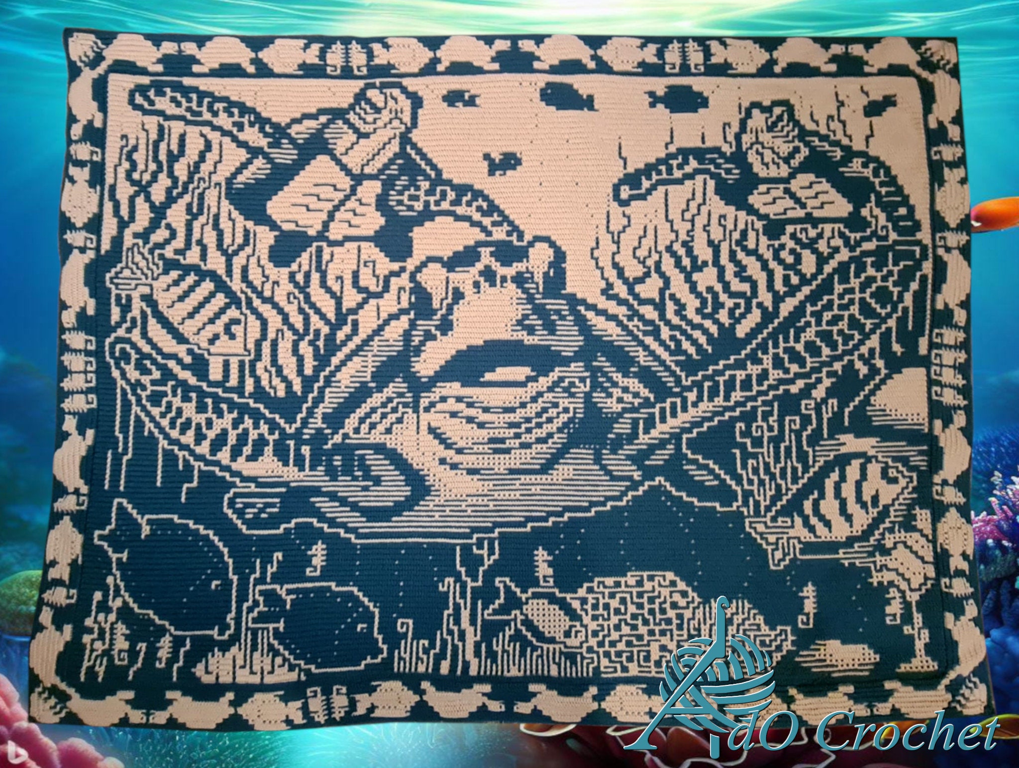 Sea Turtles, Digital Crochet Pattern for Overlay Mosaic and