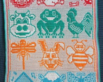 SpringThings, 12 blocs afghans et 1 couverture pour bébé MOTIF NUMÉRIQUE uniquement, termes américains en anglais