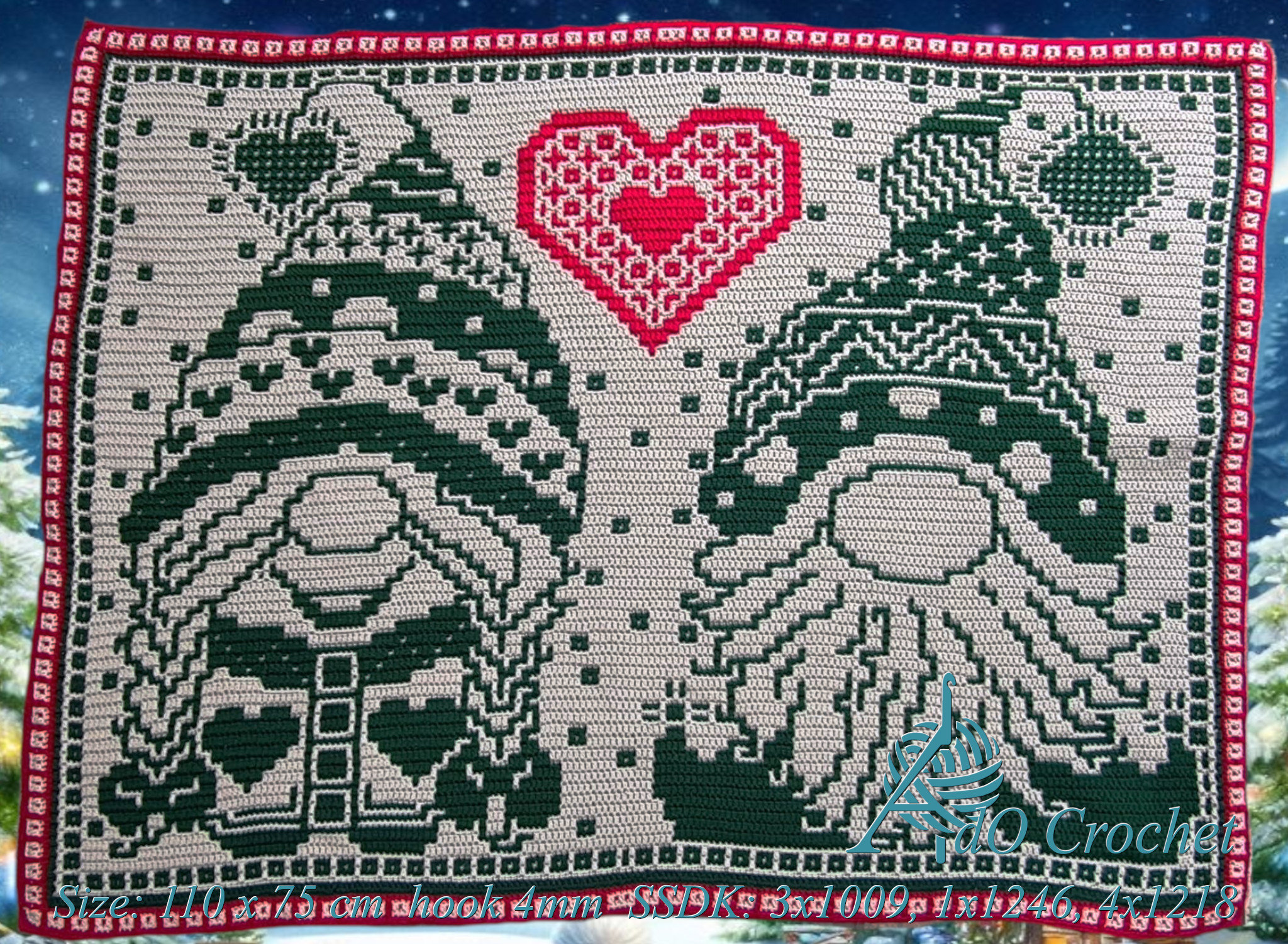 Mosaic Christmas Gnomes Crochet Blanket Pattern