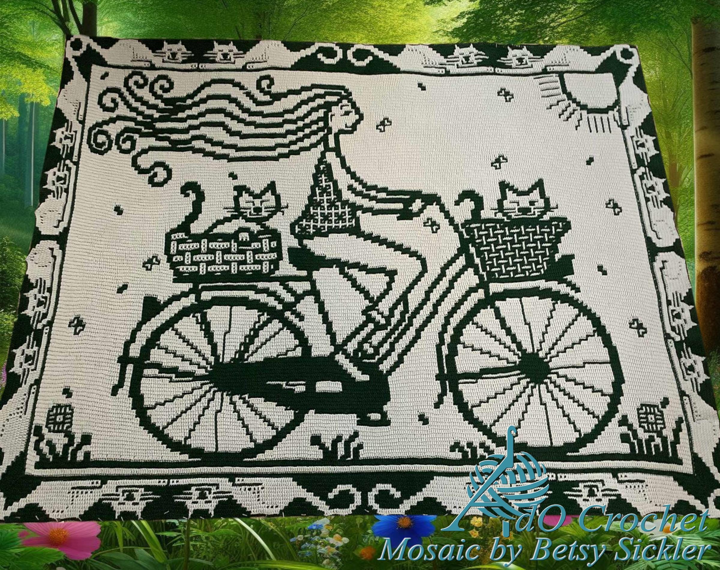 30 Bicycle Crochet Patterns for Bikes, Decor, Gifts, and Cozy Home Projects 28 Woman With Cats Cycling Crochet Pattern