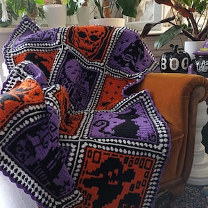 Halloweenies, 12 afghan squares for Halloween. DIGITAL PATTERN ONLY!