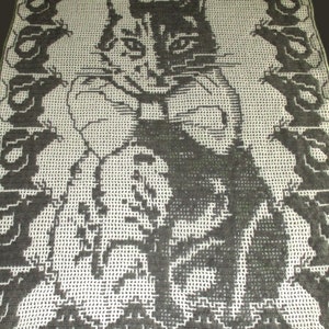Cat, King of Mice, throw for Overlay Mosaic and Interlocking Filet Crochet DIGITAL PATTERN ONLY in English