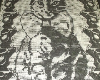 Cat, King of Mice, throw for Overlay Mosaic and Interlocking Filet Crochet DIGITAL PATTERN ONLY in English